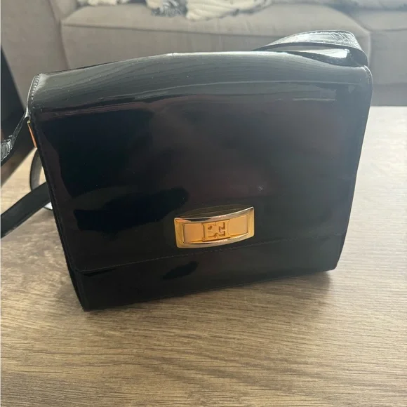 Escada Black and Gold Crossbody Bag with Structured Elegance - Picture 1 of 5